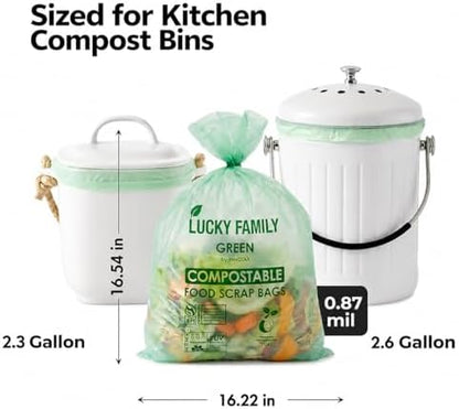 2.6 Gallon Compost Bags for Kitchen Countertop Bin, Compostable, 50 Count