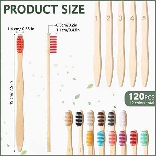 Sieral 120 Pcs Bamboo Toothbrushes Bulk, Individually Wrapped,Number