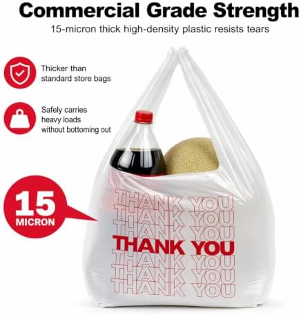 TashiBox 300Ct Plastic Bags，thank you bags,Shopping bags