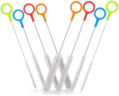 Buenalife Heavy Duty Cleaning Brushes Set of 8 - Extra Long Straw Cleaners for Metal and Plastic Reusable Drinking Straws, to Clean Small Spaces, Sippy Cups, Water Bottles - Sturdy Hard Brush Bristles