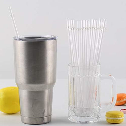 15 Pieces 10 Inch Clear Reusable Plastic Replacement Drinking Straws, Fit for 24 oz 32oz 40oz Mason Jars, Tumblers, BPA Free Unbreakable Drinking Straws with Cleaning Brush