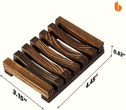 Urbanstrive Natural Wooden Soap Dish Soap Saver Holder Soap Tray for Bathroom, Biodegradable, Zero Waste, Plastic Free, Charcoal Color