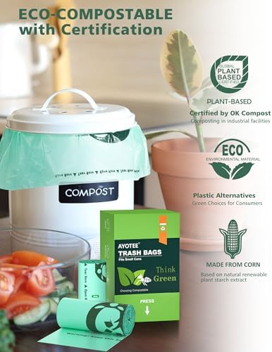 AYOTEE 200 Count 1.2 Gallon Small Biodegradable Trash Bags, Compost Bags