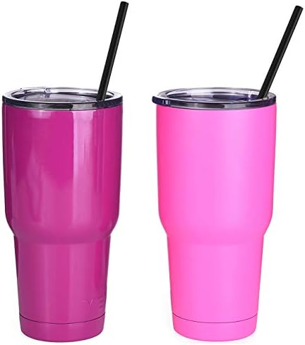 ALINK 12-Pack Reusable Black Straws, 10.5" Long Hard Plastic Tumbler Replacement Straws for 16 OZ 20 OZ 30 OZ Stanley, YETI, Mason Jar, Starbucks Tumblers, Set of 10 with Cleaning Brush