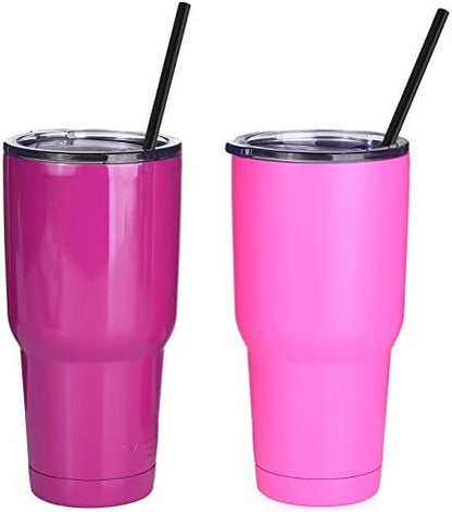 ALINK 12-Pack Reusable Black Straws, 10.5" Long Hard Plastic Tumbler Replacement Straws for 16 OZ 20 OZ 30 OZ Stanley, YETI, Mason Jar, Starbucks Tumblers, Set of 10 with Cleaning Brush