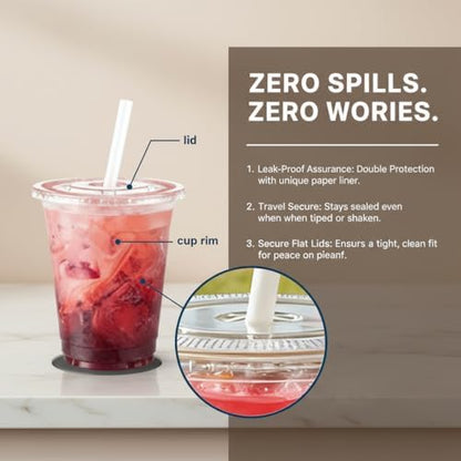 110 Pack 24 oz Disposable Clear Plastic Cups with Lids and Straws