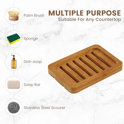 2 Pack Self Draining Bamboo Soap Holder Slotted Soap Dish (Acacia Style)