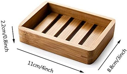 Kaxich 2 Pack Bamboo Wooden Soap Dish Shower Soap Storage Holder Saver Soap Tray Plate for Bathroom Shower Vanities Kitchen Sink