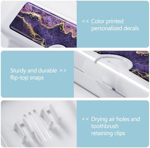 Toothbrush Travel Case - Colorful Pattern, Holder and Covers for Toothbrushes, Includes Tongue Scraper Case