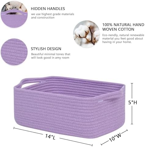 CubesLand Cute and Durable Small Cotton Rope Basket for Organizing