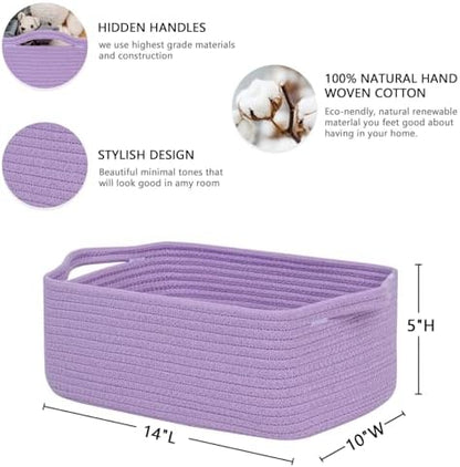 CubesLand Cute and Durable Small Cotton Rope Basket for Organizing