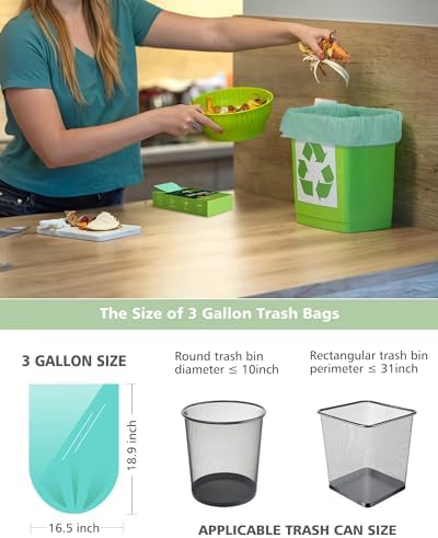 Compost Bags 3 Gallon 125 Packs,AYOTEE Compostable Small Biodegradable Trash Bags