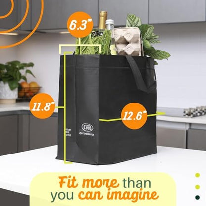 Simply Cool 200 Pack Reusable Grocery Bags, Medium Tote Bags Bulk, Black