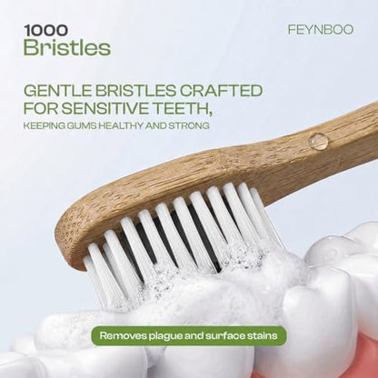 Bamboo Toothbrushes Soft Bristles 6 Pack - BPA Free Bristles Toothbrushes Teens and Adults - Eco-Friendly, Natural Wooden Toothbrush (Light Brown, Black, White).