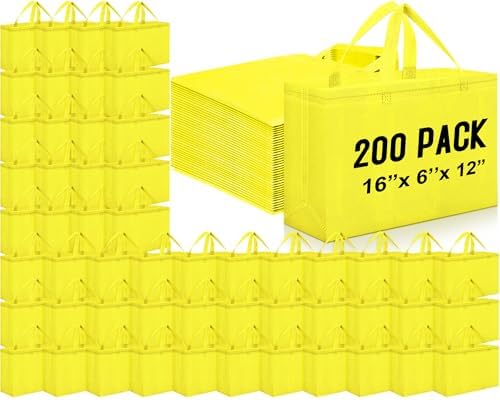 Windyun Reusable Grocery Bags Large Non Woven Shopping Bags with Handles Foldable Portable Tote, 16x6x12 Inch