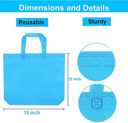 LOUHUA Reusable Gift Bag With Handles 22 Pcs Large Tote Bags Bulk 11 Colors for Shopping Groceries Birthday Party Favor Snacks DIY Painting Halloween Christmas Gift, 15 Inch ×13 Inch