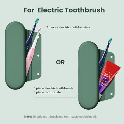Silicone Electric Toothbrush Travel Case, Manual Toothbrush Travel Cover for Men and Women,Toothbrush for Travel,Gym and More, Fits Most Manual and Electric Toothbrushes - Midnight Green
