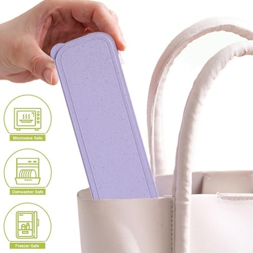 Reusable Travel Utensils Set with Case Wheat Straw Fork Spoon Knife Cutlery