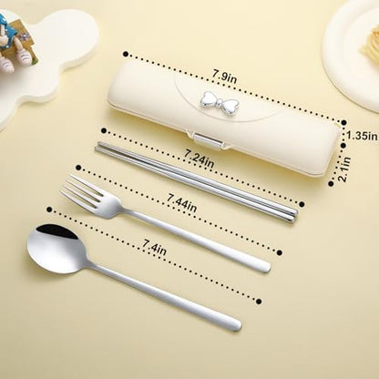 DEVICO Travel Silverware Set with Case,Portable Lunch Utensils Set for Work