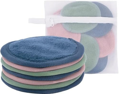 S&T INC. Makeup Remove Wipes, 7 Pack + Bag, 4" Diameter, Assorted Colors