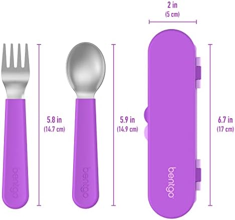 Bentgo Kids Plastic Utensil Set with Fork, Spoon, & Storage Case