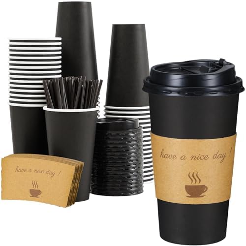 Lamosi 20 oz Coffee Cups 50 Pack, Disposable To Go Paper Cups with Lid