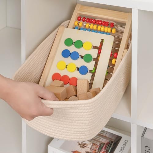 CubesLand Cube Storage Organizer Basket Bin, Cotton Rope Shelves Basket
