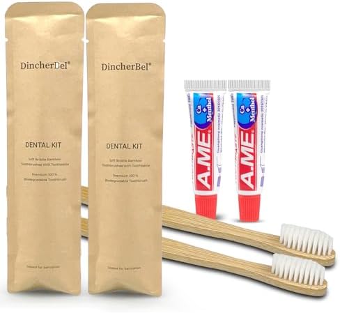 Bamboo Toothbrushes Kit Bulk, 50 Disposable Toothbrushes with Toothpaste