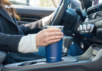 SUNWILL Travel Coffee Tumbler 20 oz, Insulated Mug with Lid, Stainless Steel Cup for Outdoor, Powder Coated Navy