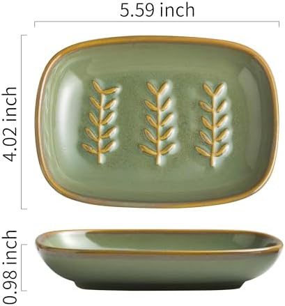 Miamolo Ceramic Soap Dish for Bathroom Sink, Bar Soap Holder Soap-Saving