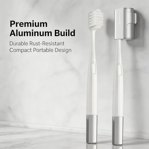 Aluminum Toothbrush Cover Cap with 2 Manual Soft Bristle Toothbrushes