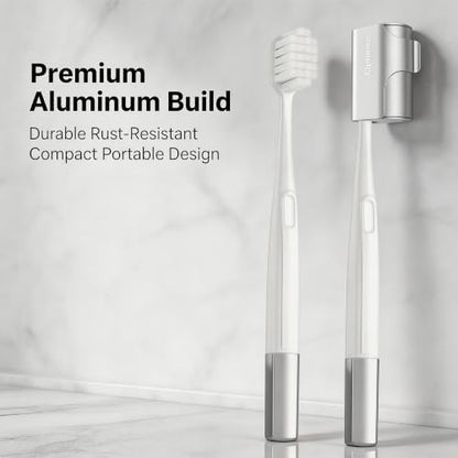 Aluminum Toothbrush Cover Cap with 2 Manual Soft Bristle Toothbrushes
