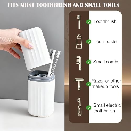 2-in-1 Travel Toothbrush Holder, Dustproof & Compact