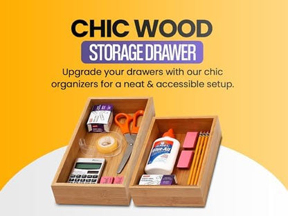YBM HOME Bamboo Drawer Organizer Storage Box for Kitchen Drawer, Junk Drawer, Office, Bedroom, Children Room, Craft, Sewing, and Bathroom, 6 Pack 6x6x2 inch