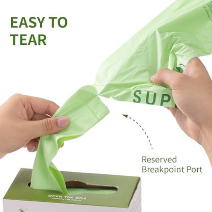 SUPERBIO 13 Gallon Flat Top Compostable Food Waste Bags, 50 Count, 2 Pack