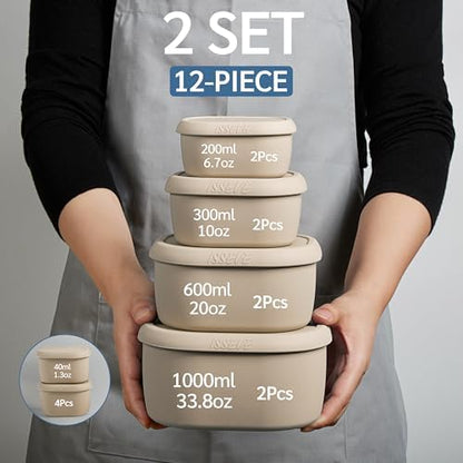 ISSEVE 12Pcs/Set Nesting Silicone Food Storage Containers with Lids