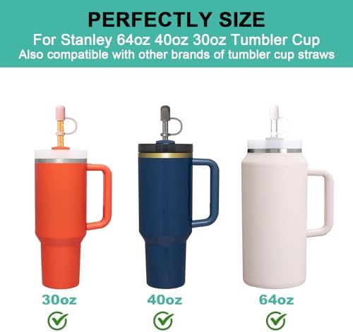 6 PCS Replacement Straws for Stanley|Owala|Simple Modern 40oz 30oz Tumbler, Reusable Color Drinking Straws with Cleaning Brush for Stanley Cup Accessorie，BPA Free, Dishwasher Safe