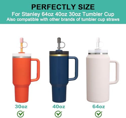 6 PCS Replacement Straws for Stanley|Owala|Simple Modern 40oz 30oz Tumbler, Reusable Color Drinking Straws with Cleaning Brush for Stanley Cup Accessorie，BPA Free, Dishwasher Safe