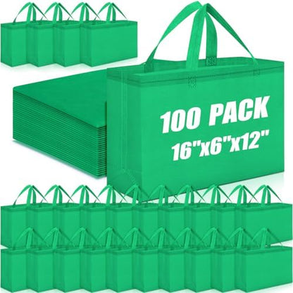 Windyun Reusable Grocery Bags Large Non Woven Shopping Bags with Handles Foldable Portable Tote, 16x6x12 Inch