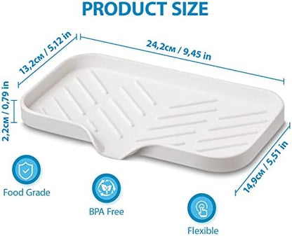 1 Pc Cream Silicone Sponge Holder | Sink Tray for Dish Sponges and Soap Organization | 9.45 x 5.51