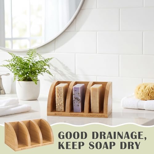 Shampoo Bar Holder Multi Bar Soap Dish, Bamboo, 6.3 x 3.3 x 3.1 Inch