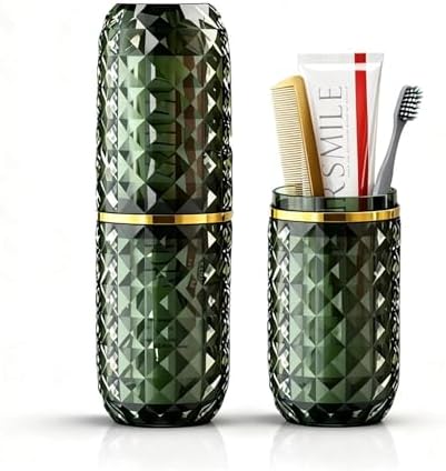Travel Toothbrush and Toothpaste Case: 2 in 1 Toothbrush Travel Case with Rinse Cups, Dustproof Toothbrush Holder for Traveling, Camping, School Dorm, Office, Gym, Business Trip