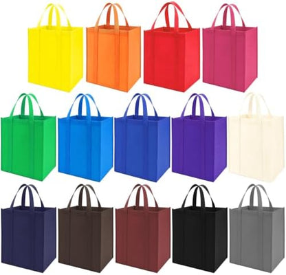 FF Sgdfc14 Pack Reusable Grocery Totes, Heavy Duty with Reinforced Handles, Foldable Large Capacity for Shopping (Multicolor)