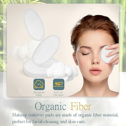 30 Pcs Natural Fiber Round Makeup Remover Pads, Washable Reusable Face Pads Cloth Rounds, Facial Cleansing Pads Wipes for All Skin Types Travel (White)