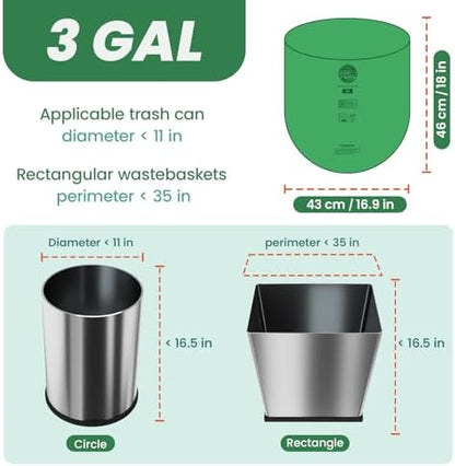 Compost Bags 3 Gallon,100 Count,Compost Food Scrap Waste Bags Fits Countertop Bin,Small Kitchen Food Scrap Waste Bags,Compost bin bags,Certified by BPI,ASTM D6400 and OK compost HOME certified