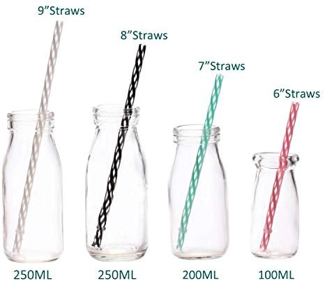 Dakoufish 12 Piece 6 Inch Reusable Plastic Thick Drinking Straws BPA Free Mason Jar Straws Transparent Small Stripe (6inch, Mix 12color)