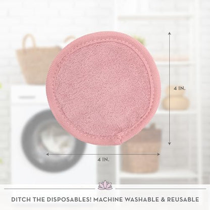 S&T INC. Makeup Remove Wipes, 7 Pack + Bag, 4" Diameter, Assorted Colors