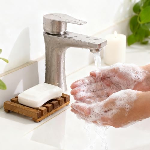 HTB Slotted Bar Soap Holder Teak Wood for Bathroom