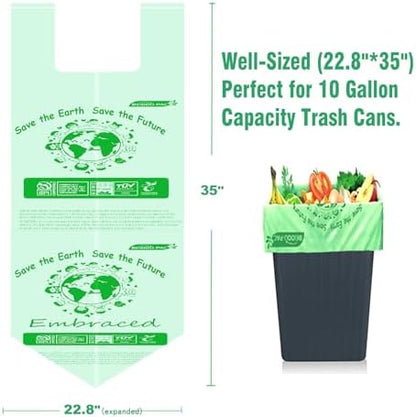 BEIDOU-PAC Compostable 13 Gallon Trash Bags, Tall Kitchen Garbage Bags with Handle, Sturdy Compost Bags, 100 Count, US BPI Certified