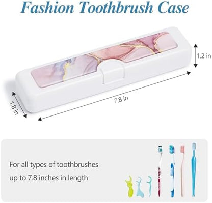 Toothbrush Travel Case - Colorful Pattern, Holder and Covers for Toothbrushes, Includes Tongue Scraper Case